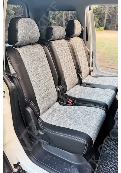 Vk Auto Volkswagen Caddy Araca Özel Koltuk Kılıfı Gri-siyah