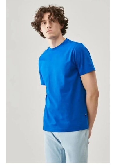 Genel Marka 24/1 Düz A Kalite Oversize T-shirt - Mavi - Renkli