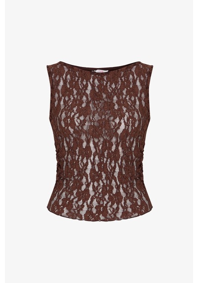 Penti Kahverengi Drape Dantel Üst