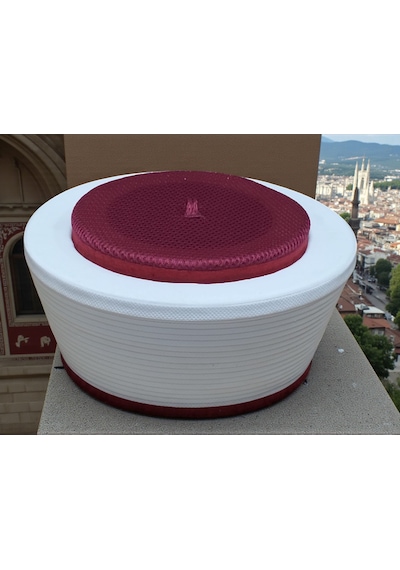 Fabrikam06 Bordo Sarık İmam Sarığı Cami Sarığı Namaz Sarığı S102 57 Cm Bordo - Beyaz