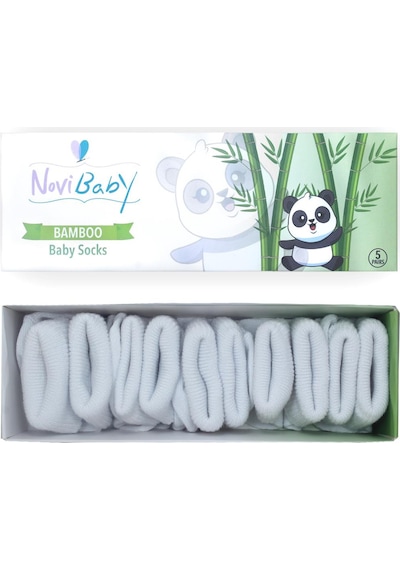 Novibaby 5'li Bambu Yenidoğan Bebek Çorabı I Snow White I 0-6 ay Beyaz