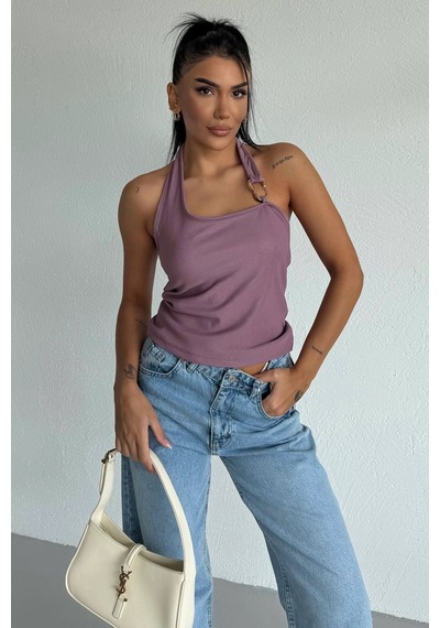 Bbbutikbasic Toka Detaylı Bluz F2332 Gül Kurusu