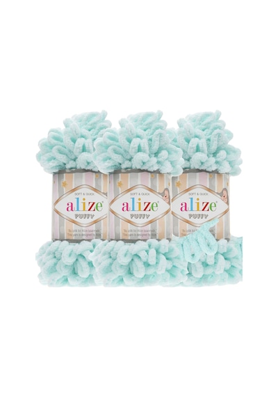 Puffy 3 Lü Paket El Örgü İpi - Şişsiz 100g X 3 Adet Renk No: 15 - Su Yeşili