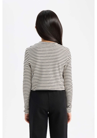 DeFacto Kız Çocuk Cropped Fit Polo Yaka Çizgili Fitilli Kaşkorse Uzun Kollu Tişört D3368A824AUER99 Ekru DeFacto Kız Çocuk Cropped Fit Polo Yaka Çizgili Fitilli Kaşkorse Uzun Kollu Tişört D3368A824AUER99 Ekru