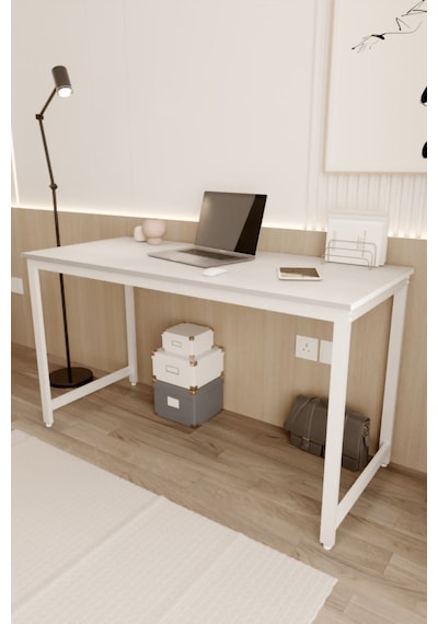 Çalışma Masası Bilgisayar Ofis Masası 60 X 140 Cm Beyaz - Beyaz