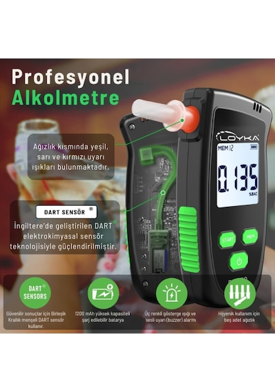 Loyka Alc-01 Dijital Alkolmetre / Hassas Promil Ölçüm Cihazı