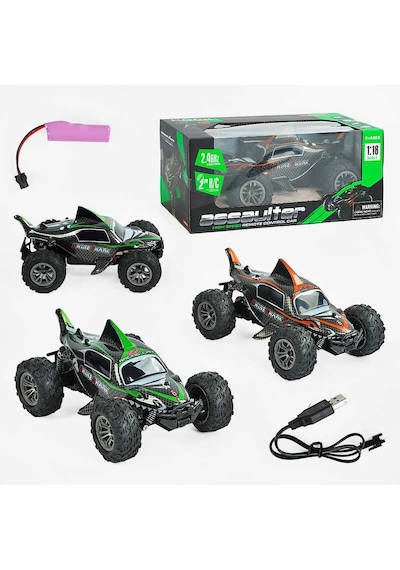 Assaulter 1:18 Yüksek Hızlı Işıklı Köpek Balığı Tasarımlı Uzaktan Kumandalı Rc Araba - Turuncu