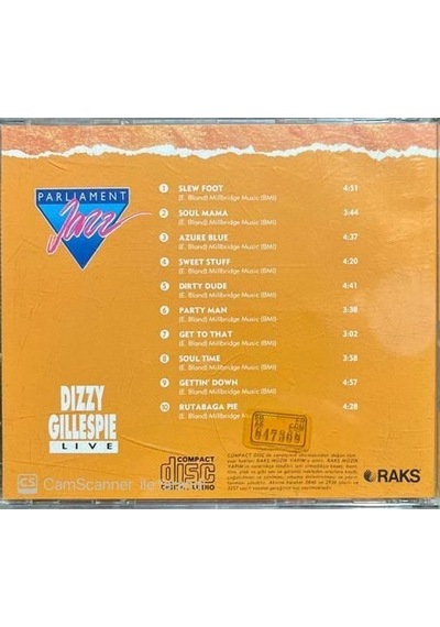 Plak Değildir Cd Dir Cd Dizzy Gillespie Live Jazz Cd