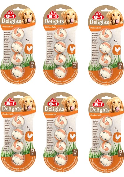8in1 Delights Chicken Balls Tavuklu Köpek Ödülü Topları Xs 36 G X 6 Adet