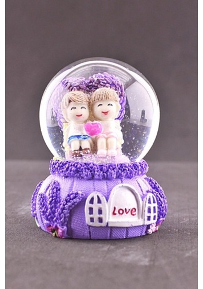 Sevgiliye Aşkımsın Temalı Mini Boy Lila Kar Küresi 6,5 Cm Boy (548382461)