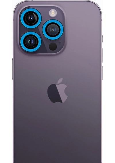 iPhone Uyumlu 12 Pro Max Neon Fosforlu Kamera Lens - Mavi Diğer