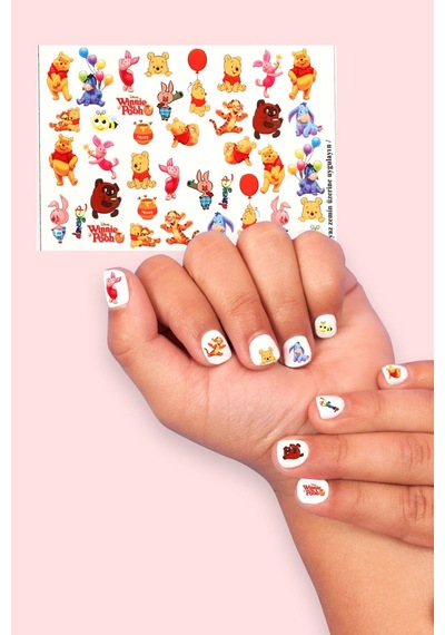 Çok Renkli Winnie The Pooh Kız Çocuk Tırnak Sticker