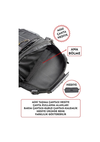 Dada Fonksiyonel Sırt Göğüs El Ve Omuz Çantası Su Geçirmez Kumaş Bady Bag Siyah
