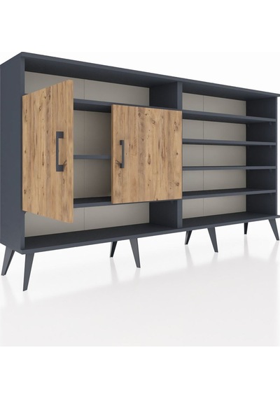 Arges Konsol 7 Raflı 2 Kapaklı 176x30x99 Antrasit-çam Atlas Çam/atlas Çam - Antrasıt Arges Konsol 7 Raflı 2 Kapaklı 176x30x99 Antrasit-çam Atlas Çam/atlas Çam - Antrasıt