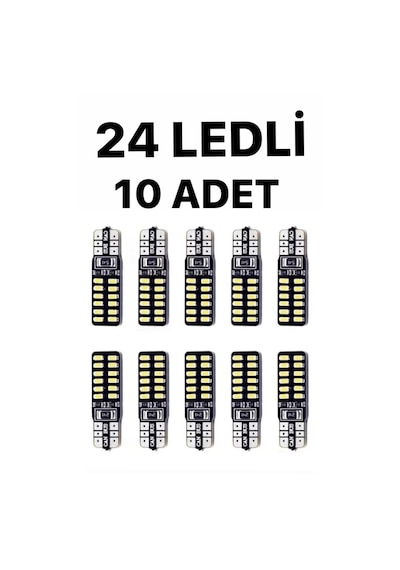 Sisa Senistesenal T10 Dipsiz (10 Adet) W5W 24 Ledli Canbus Beyaz Park Plaka Ampulü