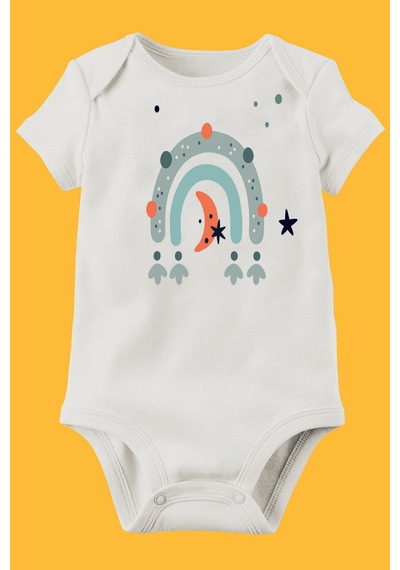 Babylimon Organik Baskılı Pamuklu Unisex Bebek Body Beyaz - 132207888 Beyaz