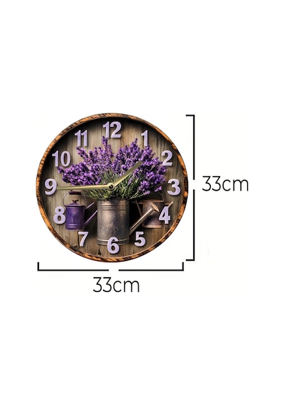Lavanta Temalı 3d Görünümlü Mdf Duvar Saati 33 Cm Sdw128 Renkli