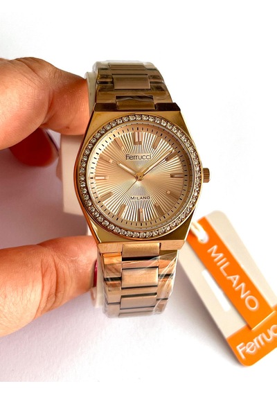 Ferrucci Fc73894 Zirkon Taşlı Şık Çelik Kordon Ve Kasa Kadın Kol Saati Rose Gold