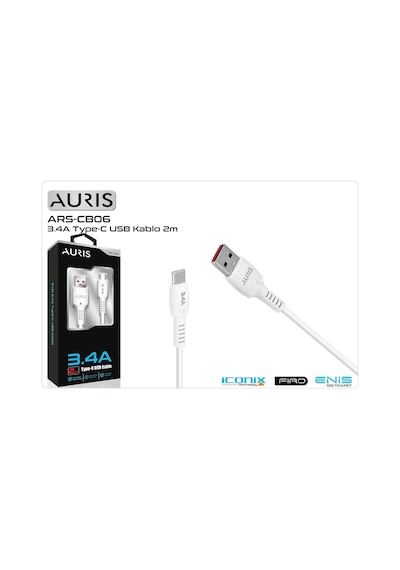 Auris ARS-CB06 Type-C 3.4 A Data Ve Şarj Kablosu 2 M