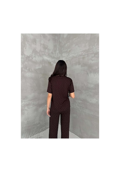 Asur Boutique Asur Butik Kadın Taşlı Bisiklet Yaka Alt Üst Takım Pantolonlu Şık Günlük Kombin Kahverengi Asur Boutique Asur Butik Kadın Taşlı Bisiklet Yaka Alt Üst Takım Pantolonlu Şık Günlük Kombin Kahverengi