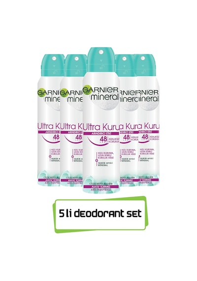 Garnier Mineral Ultra Kuru Sprey Deodorant 5'li Set
