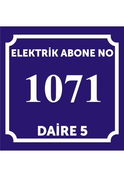 10x10 Cm Alüminyum Levha Doğalgaz Su Elektrik Abone No Daire Numarası Bilgi Levhası, Kişiye Özel Yazılı Kapı Levhası, Kırmızı Mavi
