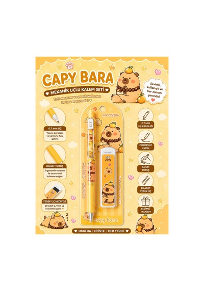 Capybara Desenli Uçlu Kalem Ve Yedek Uç Seti 0.7 Mm 1 Adet Set 2 2