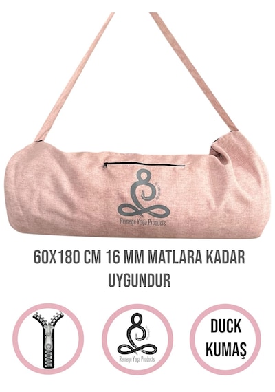 Mat Taşıma Çantası Yoga Fitness Silindir Antrenman Çantası + 2 Adet Mat Toplama Lastiği Gülkurusu