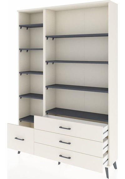 Arges Dolap 9 Raflı 4 Çekmeceli 132x30x195 Aytaşı-antrasit/a... Aytaşı