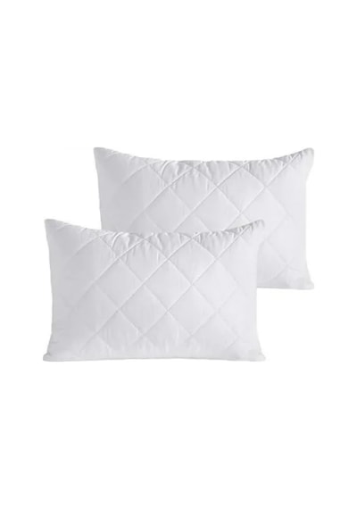 %100 Pamuk Alez Kapitone Yastık Koruyucu - 50x70 Cm, 2'li Set Açık Gri