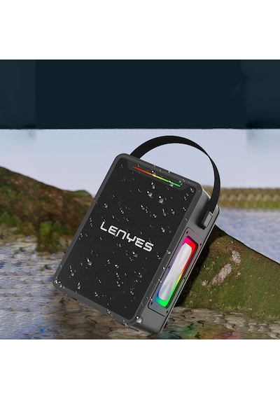 Lenyes S857 Rgb Işıklı Çift Mikrofonlu Taşınabilir Tws Bluetooth Speaker Hoparlör V5.3 Siyah