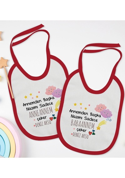 Bk Kids Kişiye Özel Anneanne Ve Babaanne Tasarımlı 2 Li Kırmızı M Kırmızı