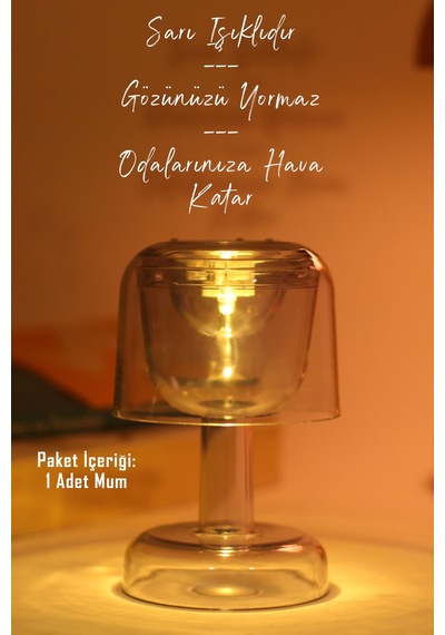 Led Mum İskandinav Tip Pil Dahil Dumansız Alev Ledli Yapay Dekoratif Mum Dekor Işığı Füme Pt428 Füme