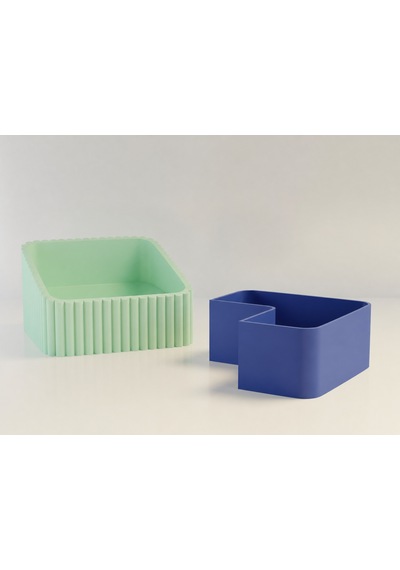 3d Baskı Fıstık Kasesi - Çift Hazneli Kabuk Ayırıcı Sunum Kasesi - Mint Mavi