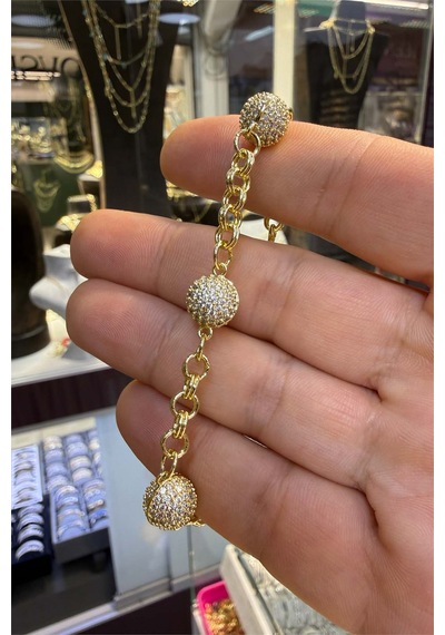 Karpuz Model Taşlı Bileklik Altın