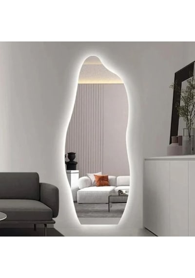 150x50 Led Işıklı Asimetrik Boy Aynası Beyaz
