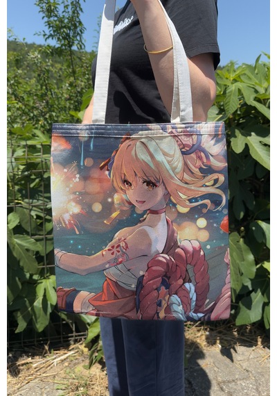Zipzap Yoimiya Genshin Impact V2 Çift Taraflı Kanvas Baskı Bez Çanta Anime Çantası