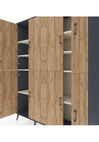 Hyperion Gardrop 8 Raflı 8 Kapaklı 176x44x221 Antrasit-çam/aytaşı Beyaz Hyperion Gardrop 8 Raflı 8 Kapaklı 176x44x221 Antrasit-çam/aytaşı Beyaz
