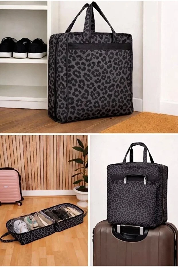 Ayakkabı Hurcu 6 Bölmeli Ayakkabı Organizer Valiz İçi Seyahat Ayakkabı Çantası 35x22x40 Siyah