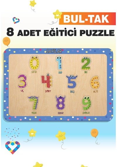 Ahşap Türkçe 8 Li Mega Set Eğitici-öğretici Yapboz