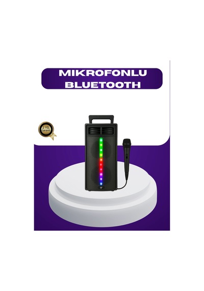 Bluetooth Işıklı Hoparlör - 2x5w Güç Usb + Tf Kart + Fm Radyo Siyah Renk