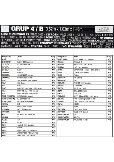 Guard Branda Vw Polo1994-2003 Arası 3,82 Mt Genis 1,63 Mt Yüksek 1,46 Mt