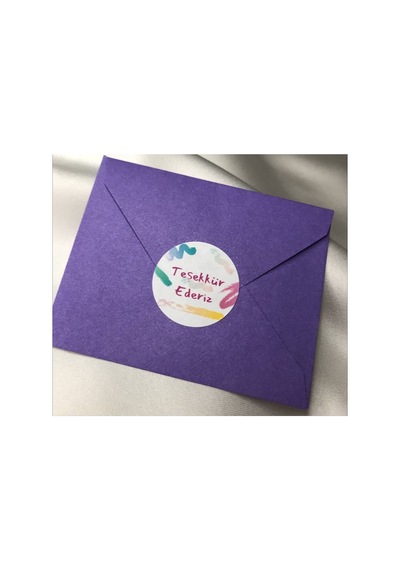 Teşekkür Ederiz Etiketi Renkli Çizgiler Mat Thank You Sticker 4 Cm 40 Adet Çok Renkli