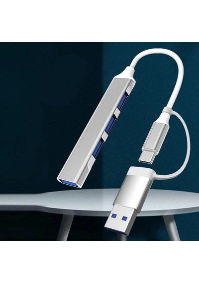 4 Port'lu Bağlantı İstasyonu Ultra İnce Usb Bölücü Type-c Tipi Çoklu Arayüz Adaptörü Multi Usb Çoklayıcı Belirtilmemis