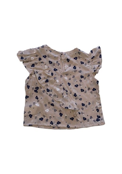 Çikoby Kız Bebek Bluzu Fırfırlı Çiçek Desenli Şort Takım-13867 Bej