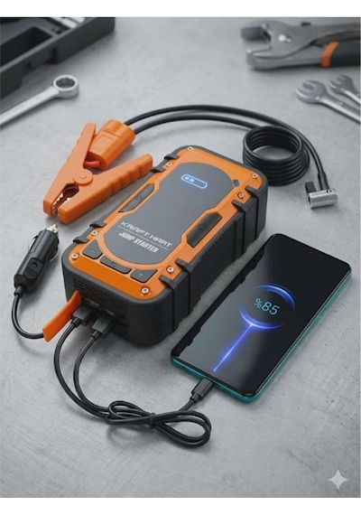 Kraft Hart Akü Takviye Cihazı 4'ü 1 Arada Powerbank, Hava Kompresörü, Lcd Ekran, 12.000mah 150psı Akü Takviye Cihazı