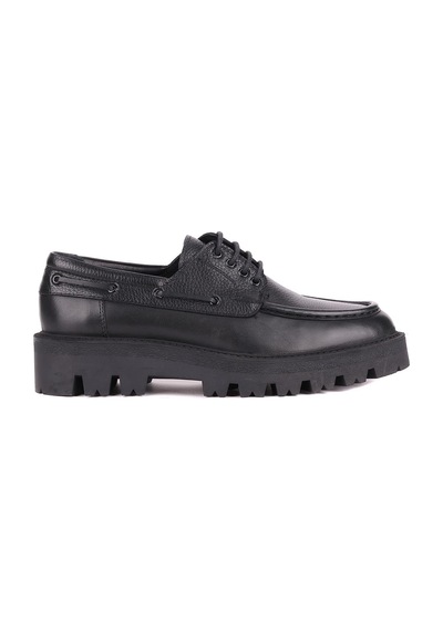 Shoetyle - Siyah Hakiki Deri Bağcıklı Erkek Günlük Ayakkabı 115-k512-1327 Siyah