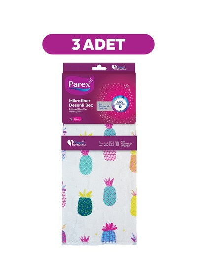 Mikrofiber İki Adet Ananas Desenli Bez Üçlü Paket Diğer