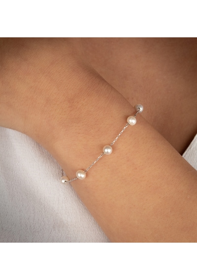 Doğan Diamond 925 Ayar Gümüş- Altın Kaplama İnci Bileklik Gümüş