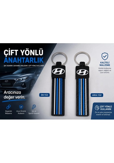 Hyundai Anahtarlık Çizgili , Hyundai Araç Anahtarlık - Hyundai Çift Yönlü Araba Anahtarlığı